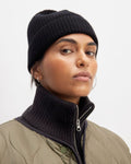 The Cashmere Fine Rib Beanie |  Black
