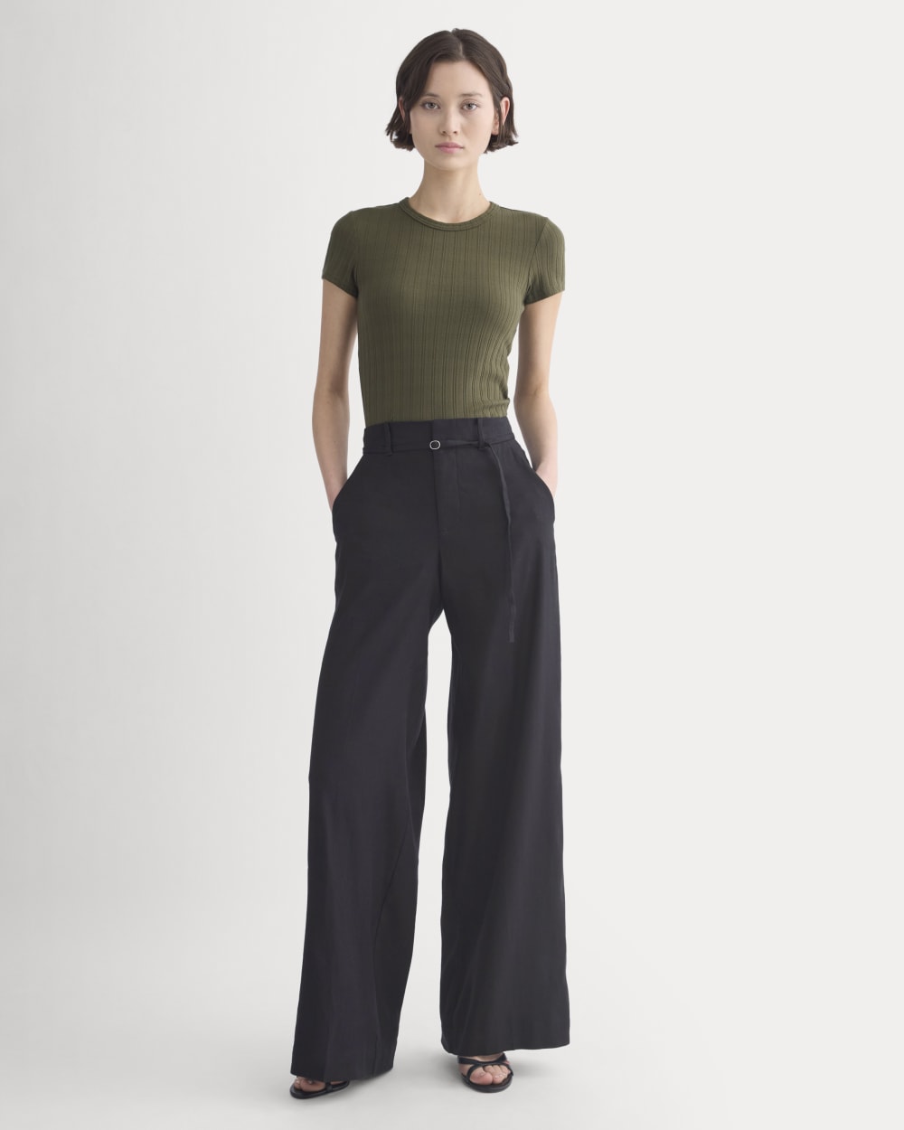 Cropped Crew in Pointelle | Olive Night