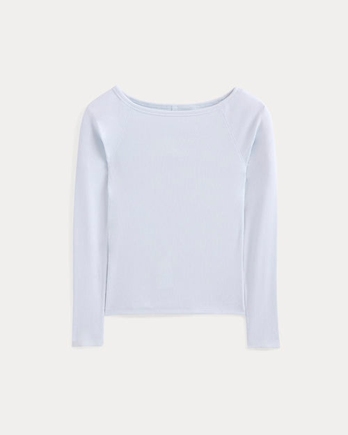 Luxe Rib Boatneck Top | Skywriting