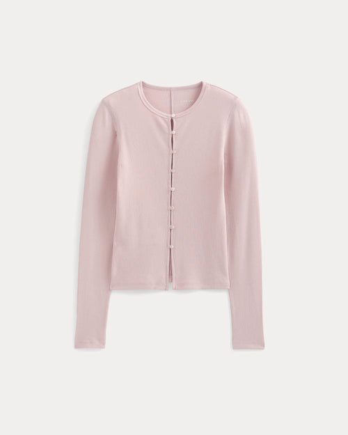 Luxe Rib Button-Up Top | Burnished Lilac
