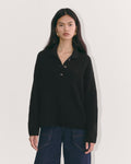 The Cocoon Henley in Wool Cashmere | Black