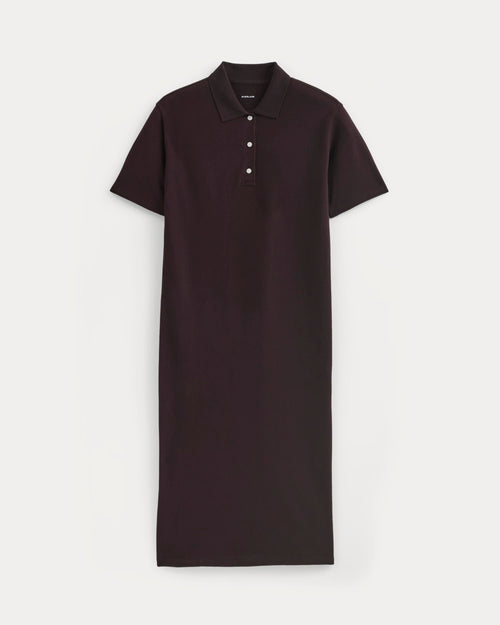 Pique Polo Short-Sleeve Dress | Dark Chocolate