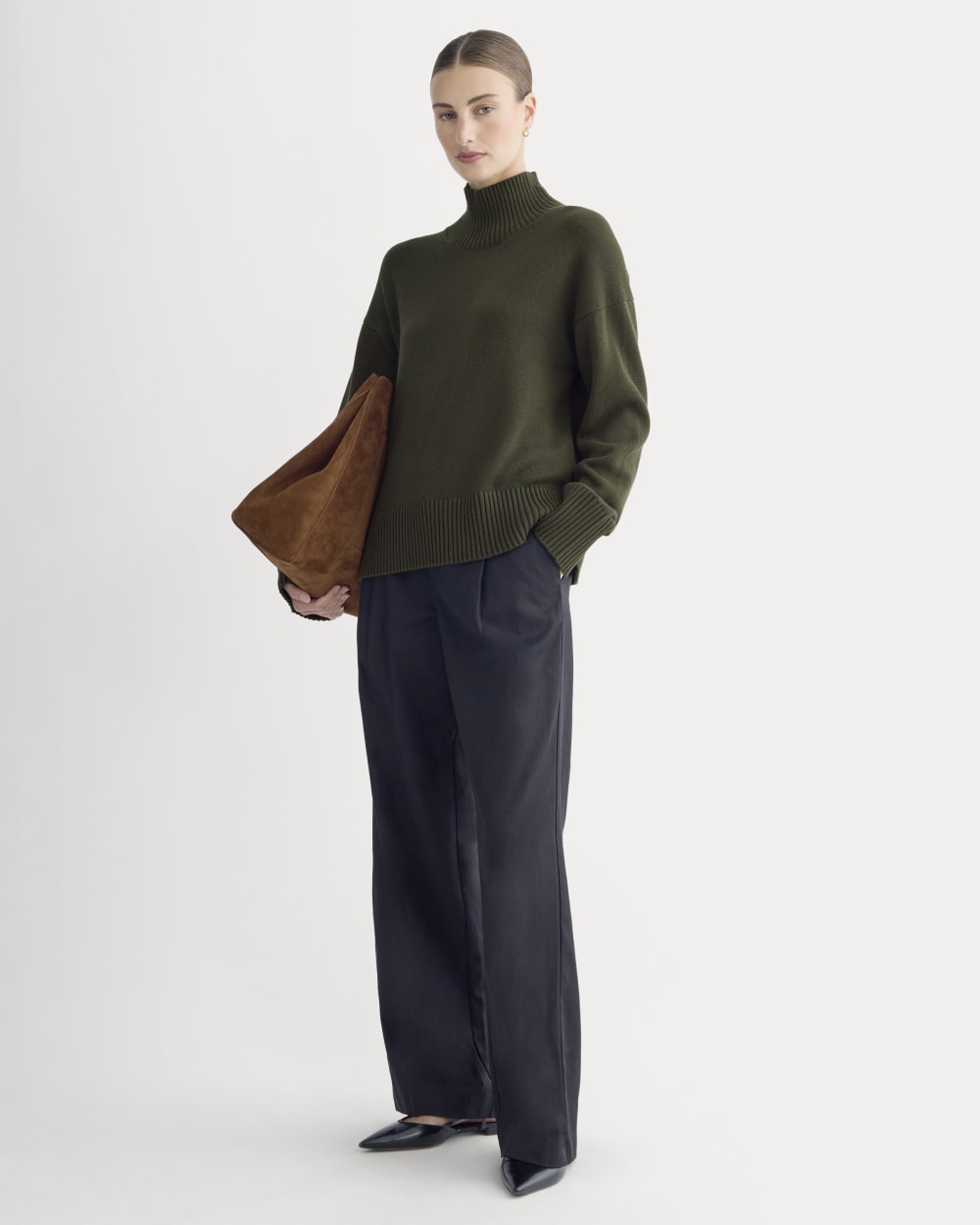 The Boxy Turtleneck in Everyday Cotton | Dark Green