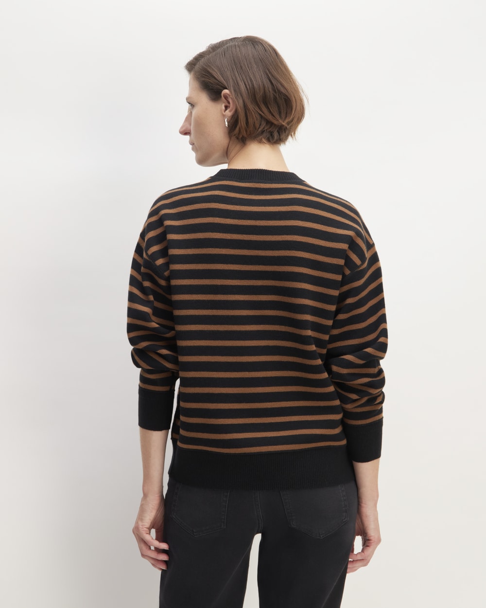 The Cotton-Merino Sweatshirt | Black / Dark Camel