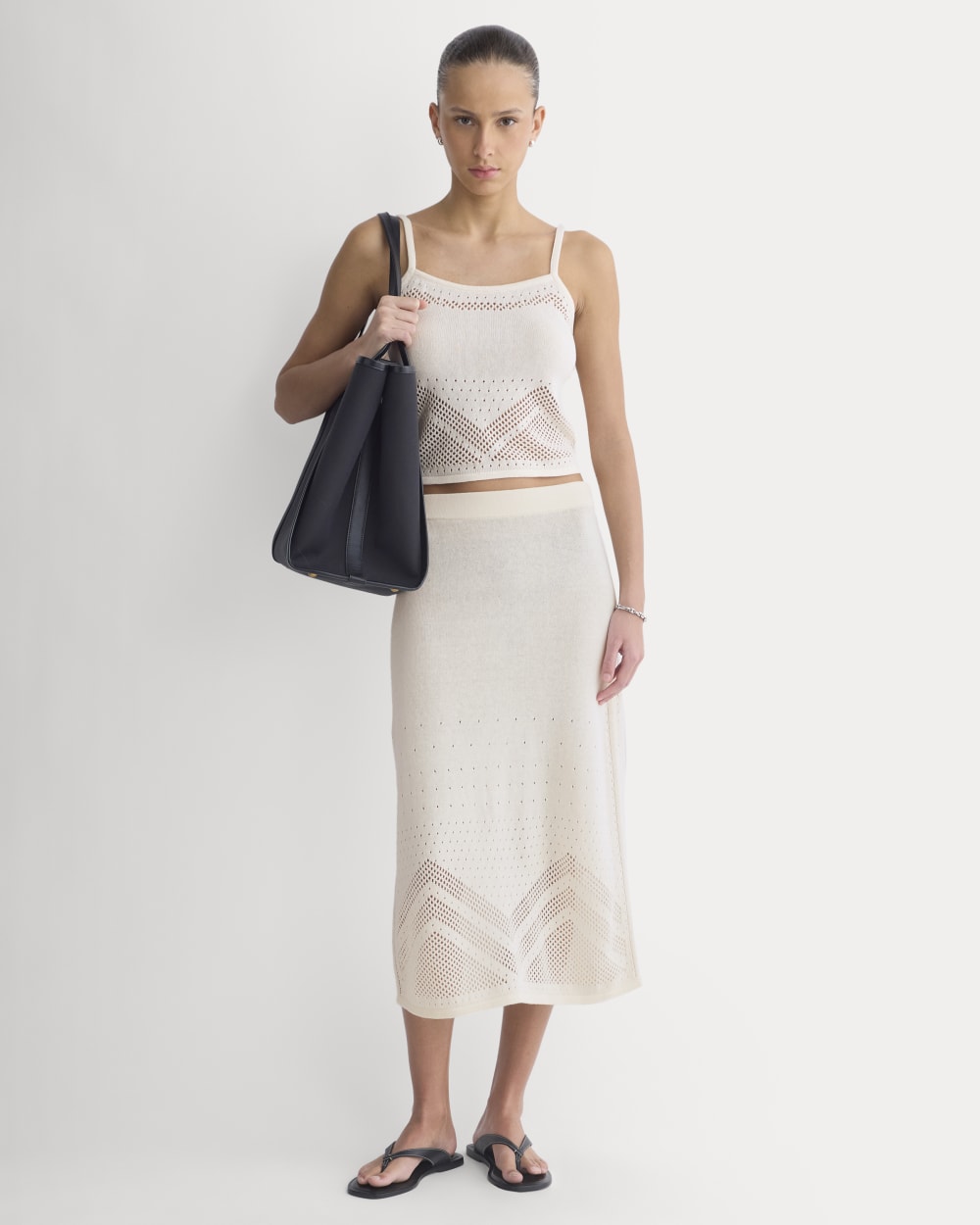 Lace-Knit Maxi Skirt | Bone