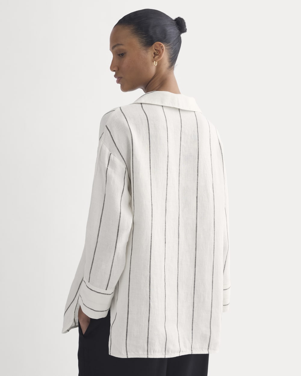 Popover Shirt in Linen | Gardenia/Meteorite