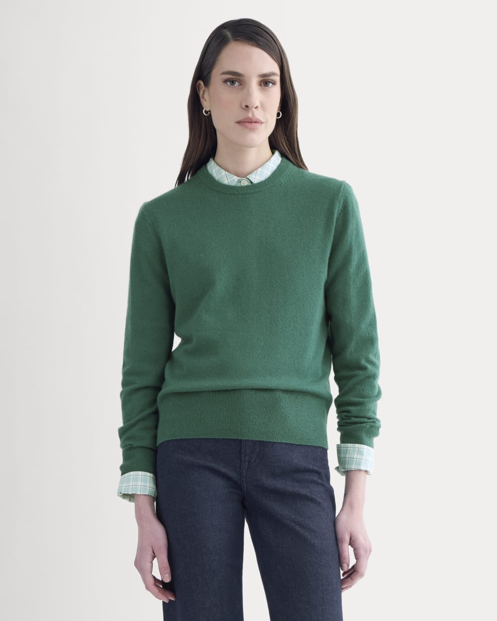 Cashmere Slim Crew Sweater | Hunter Green