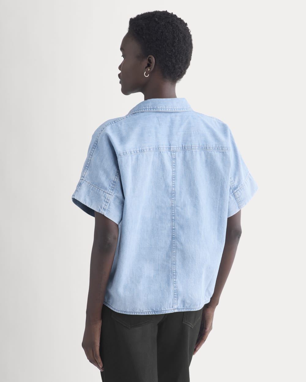 Cropped Boxy Denim Shirt | Light Indigo