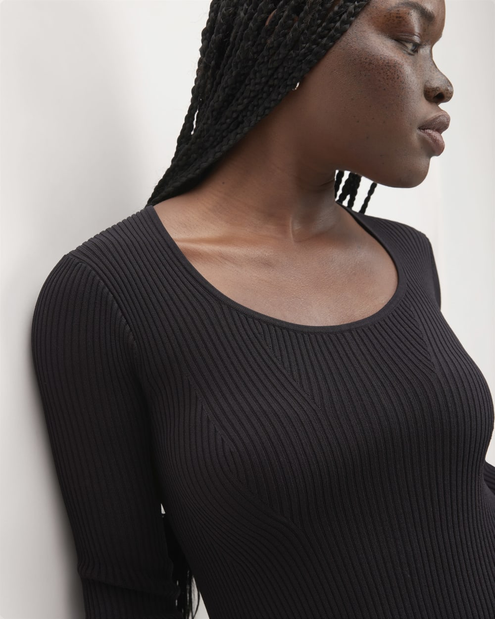 The Ribbed Scoopneck Dress | Black