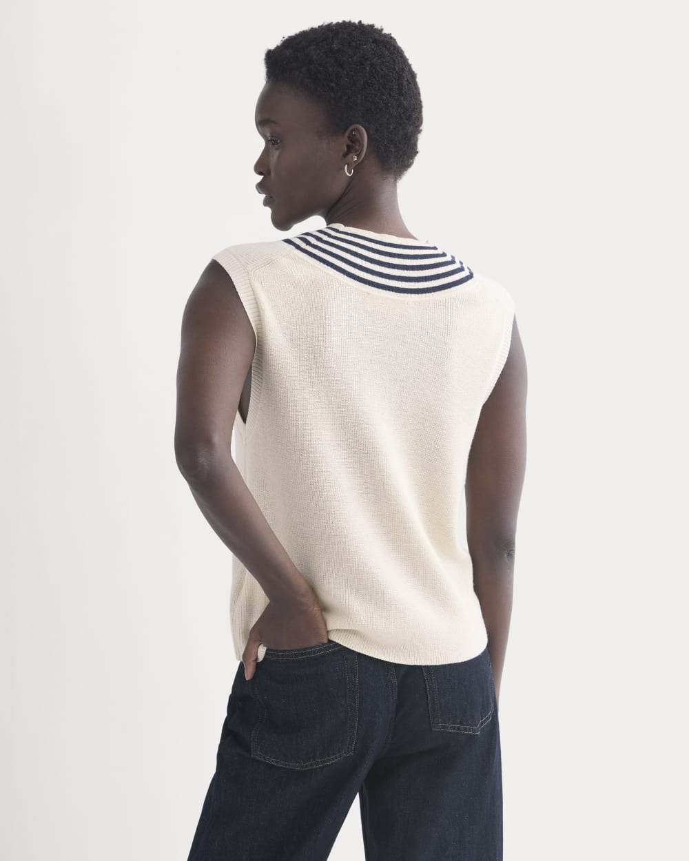 Relaxed V-Neck Vest in Cotton Merino | Canvas