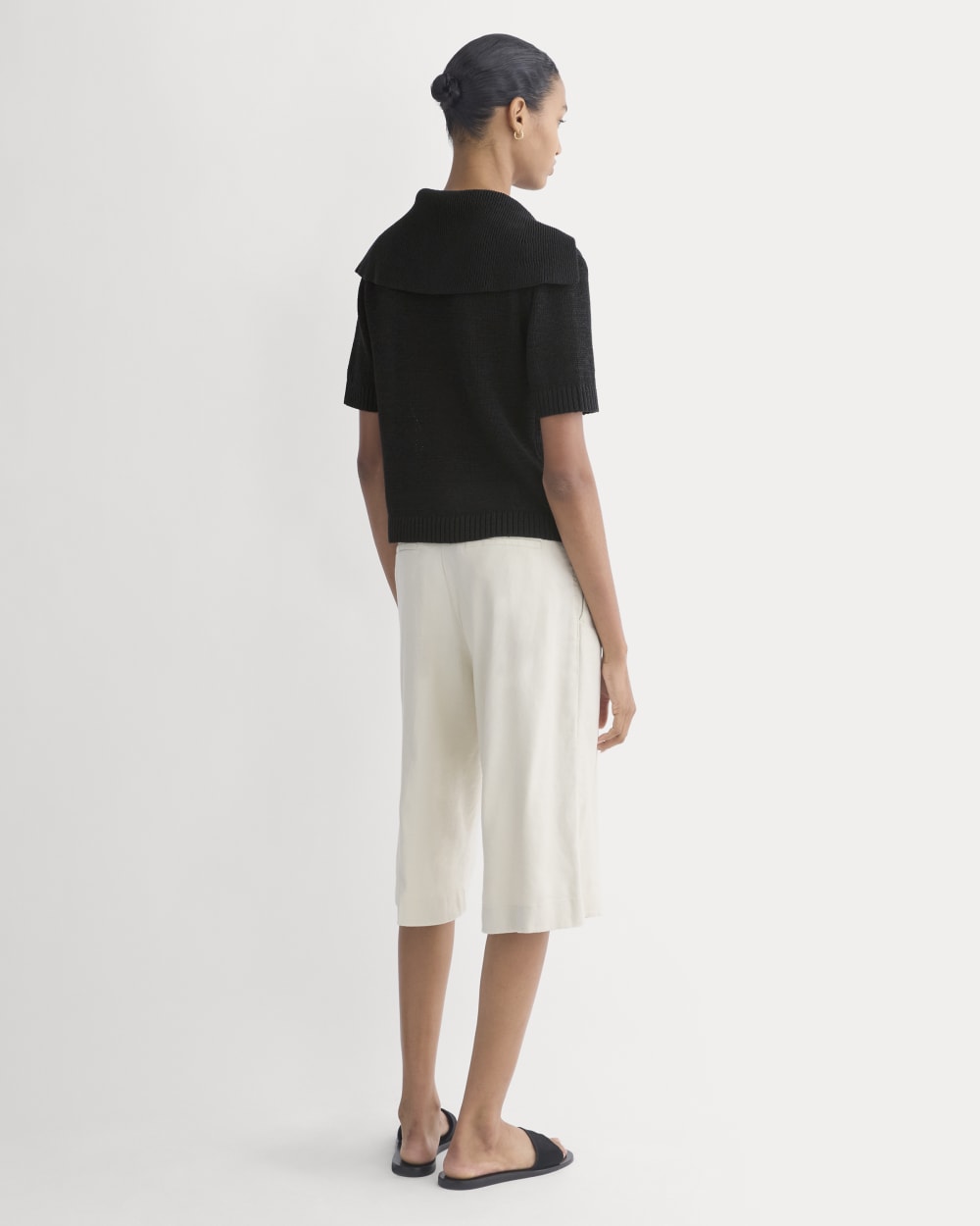 Open Collar Polo | Black
