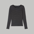 The Luxe Rib Long-Sleeve Crew | Black / Canvas Tan
