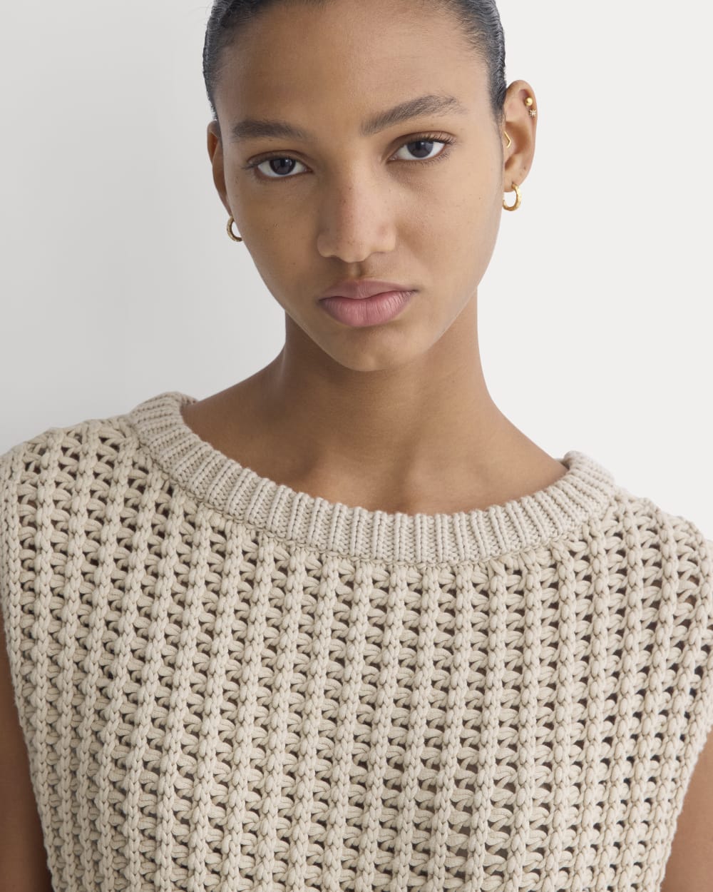 Open-Knit Tunic Vest in Elevated Cotton | Peyote