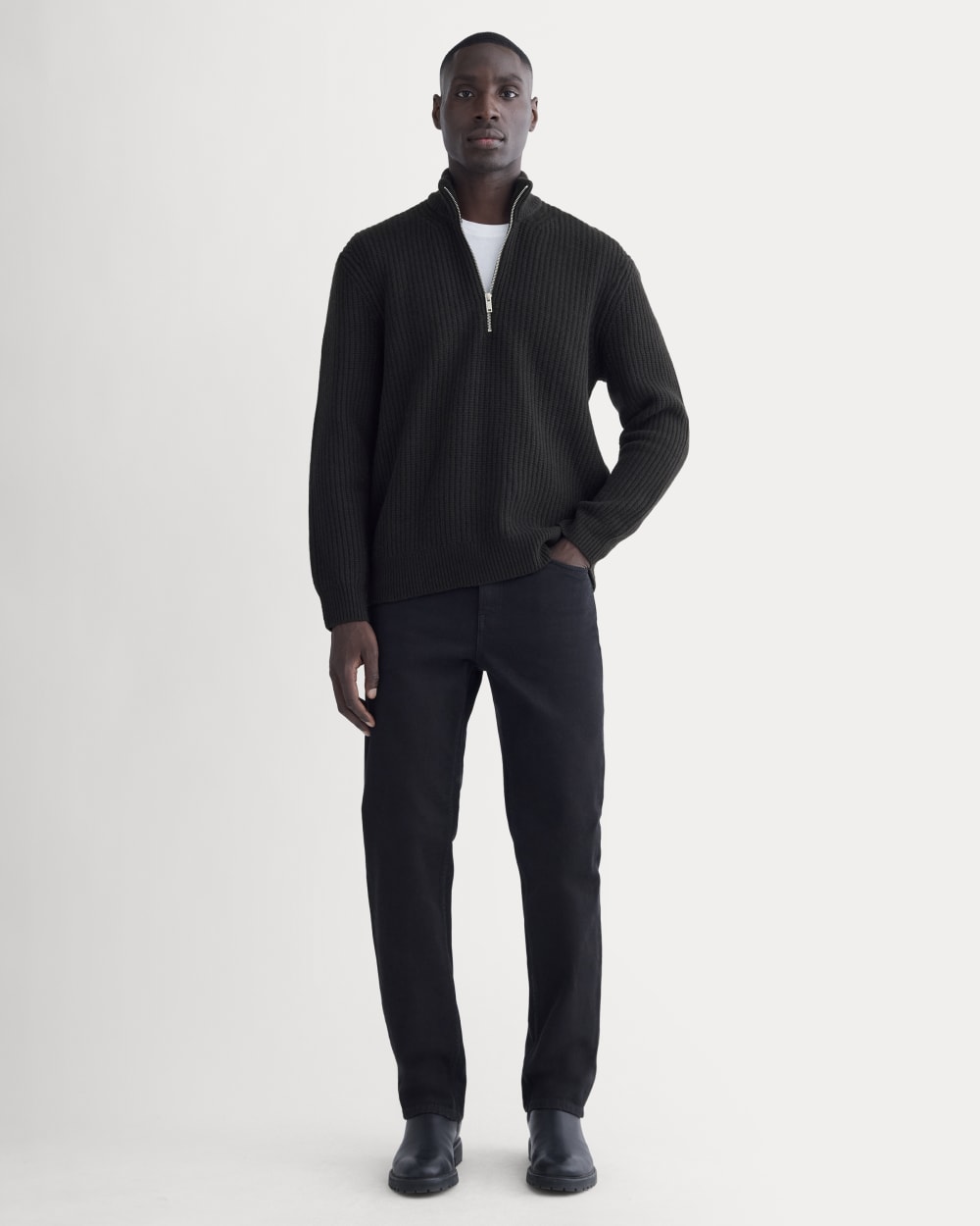 The Felted Merino Half-Zip Sweater | Black