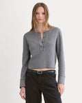 Boxy Henley in Cozy Waffle | Heathered Charcoal