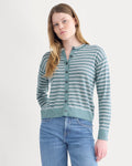 Crew Cardigan in Ultrasoft Merino | Reflecting Pond Multi Stripe