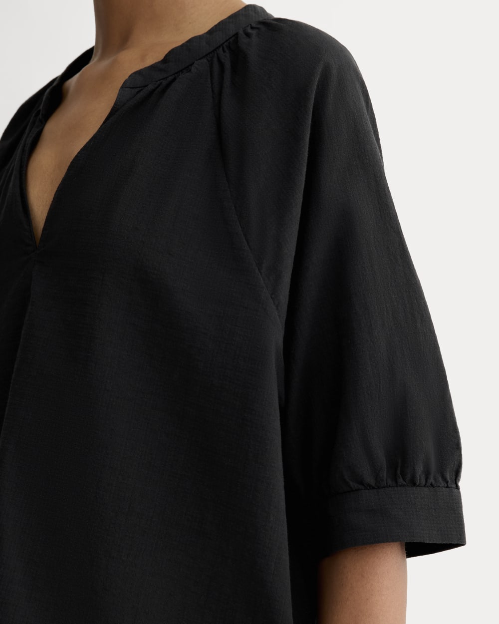 The Gauze Gathered Top | Black