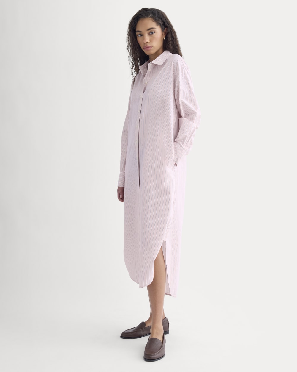 Midi Shirtdress in Ultrasoft Cotton | Burnished Lilac/Gardenia