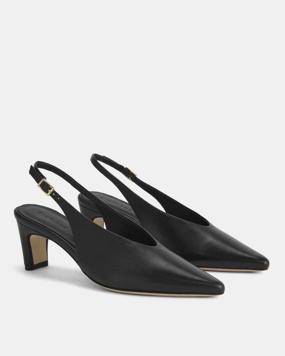 Pointed-Toe Slingback Heel | Black Leather