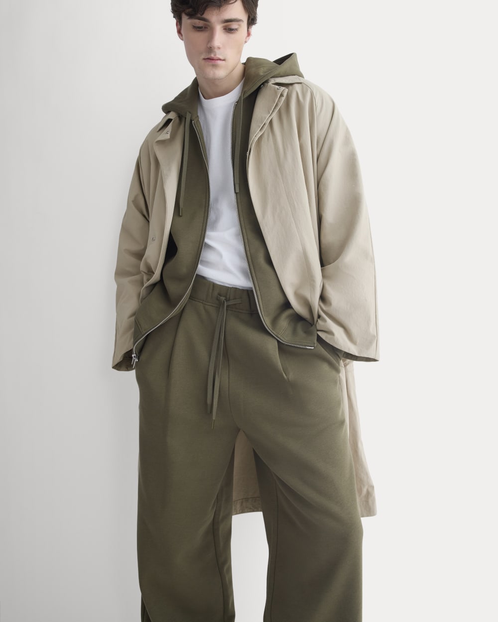 Luxe Fleece Pleated Sweatpant | Olive Night