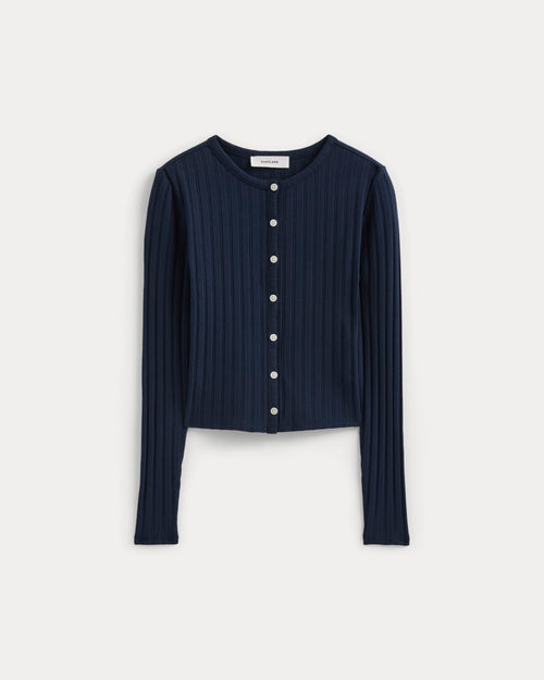 Cardigan in Pointelle | Deep Navy