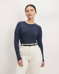 The Luxe Rib Long-Sleeve Crew | Navy