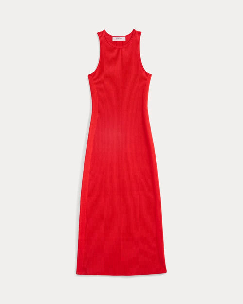 Cutaway Ribbed Midi Dress | Fiery Red