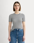 The Sweater Tee in Ultrasoft Merino | Bone/Navy