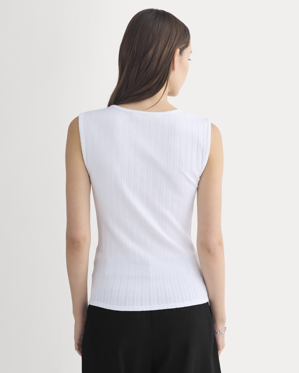 V-Neck Tank in Pointelle | White