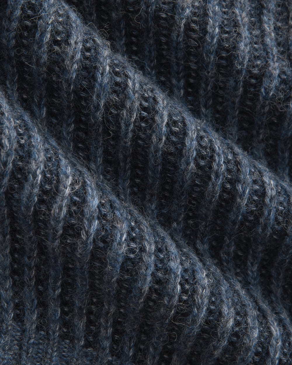 Funnel-Neck Ribbed Henley Sweater | Indigo