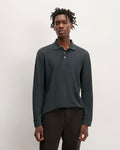 The Long-Sleeve Pique Polo | Heathered Graphite