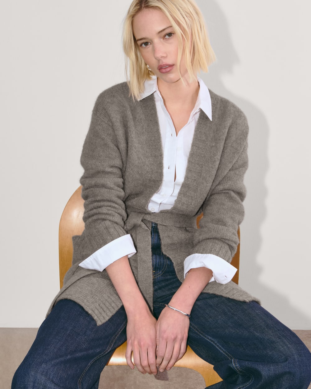 The Robe Cardigan in Alpaca | Taupe Melange