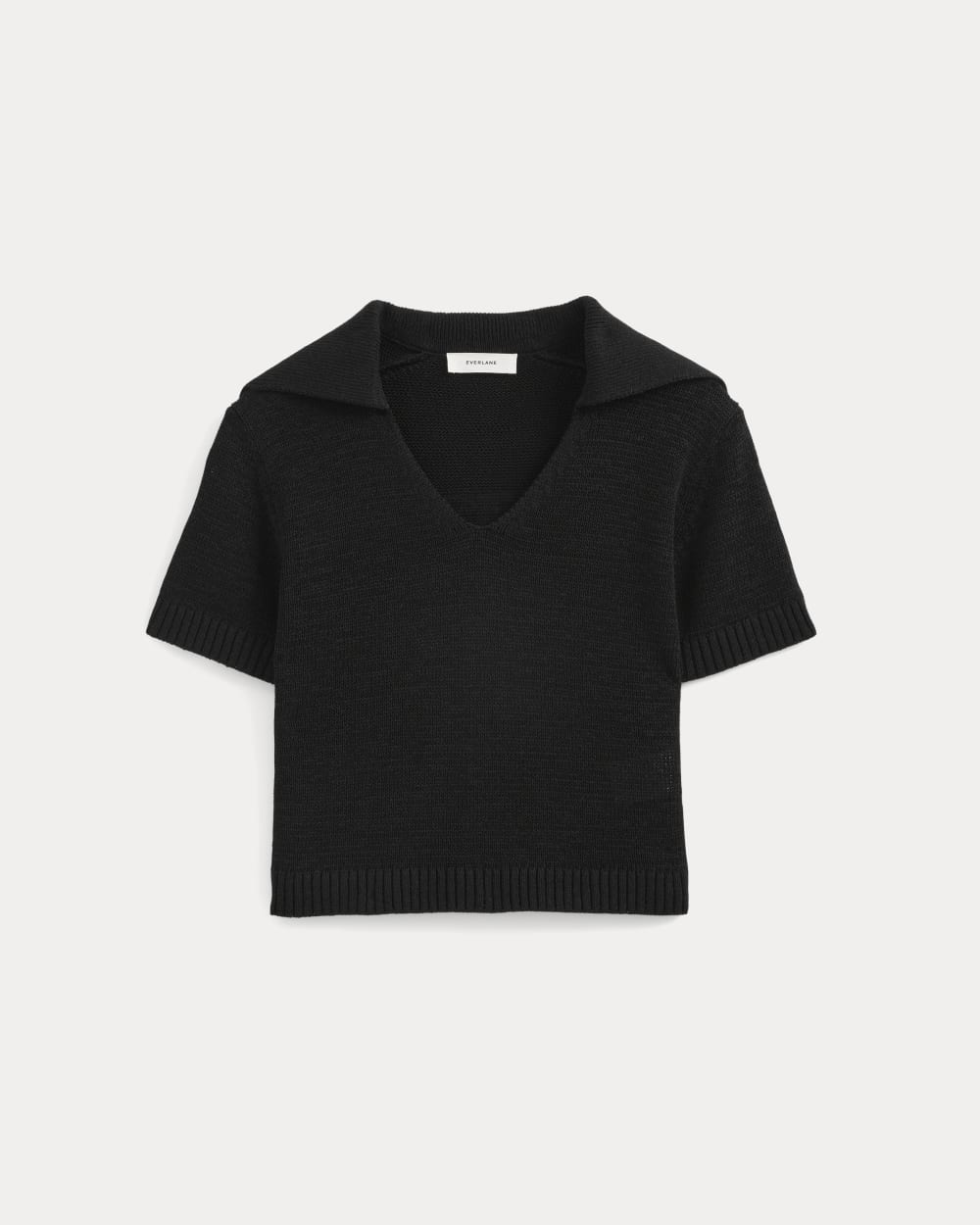 Open Collar Polo | Black