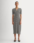 The Rib-Knit Henley Dress | Bone / Black