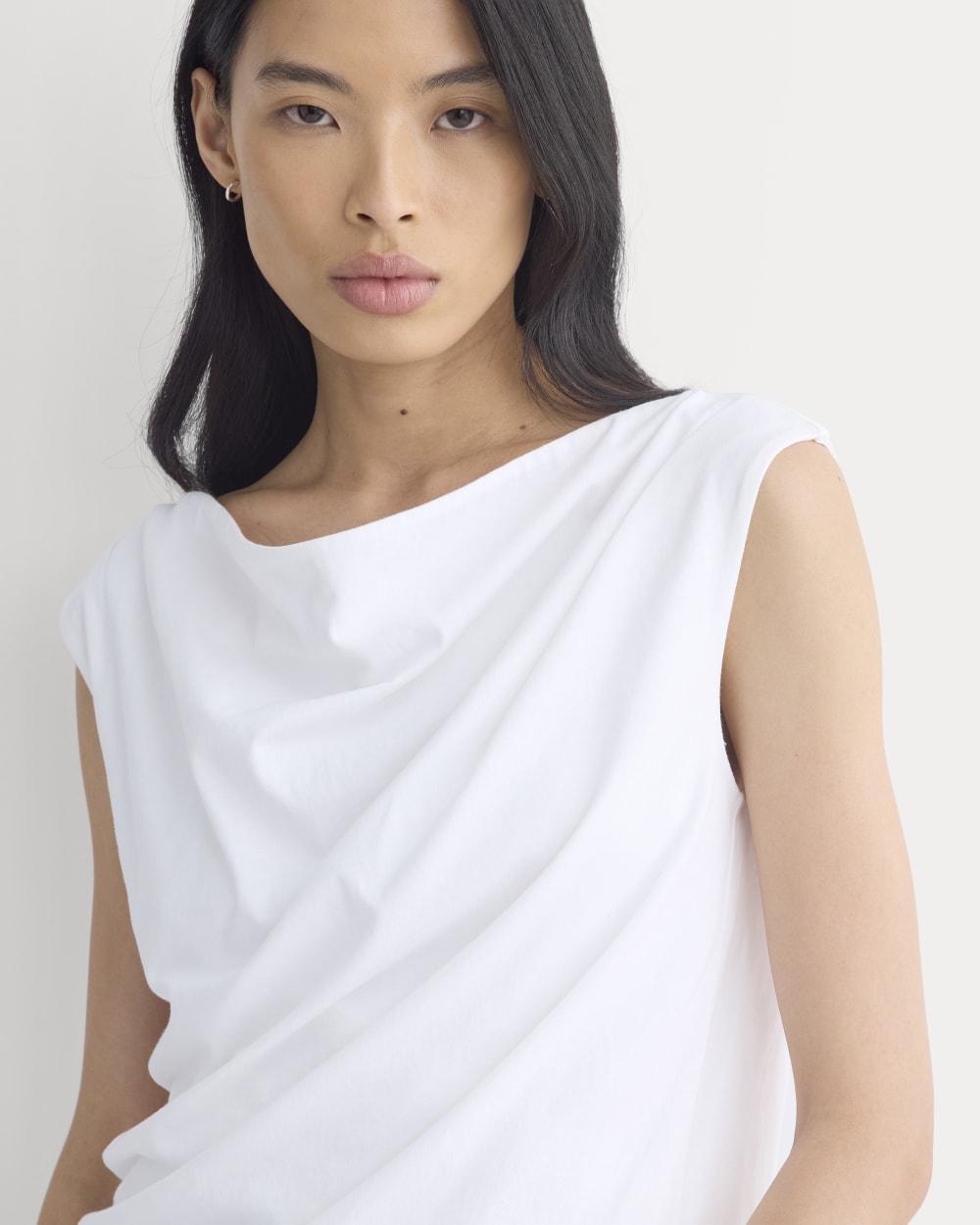 Boatneck Twisted Top in Essential Cotton | White