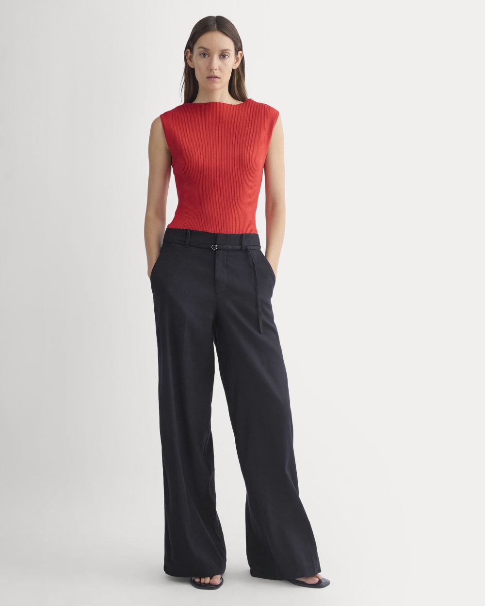 Boat-Neck Ribbed Knit | Fiery Red