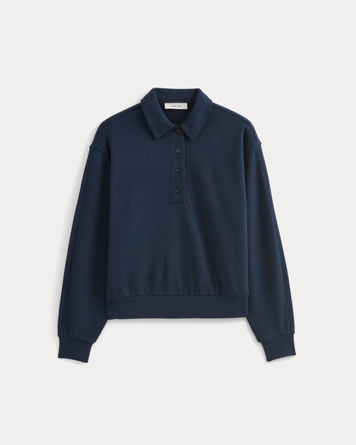 Lightweight Terry Polo Sweatshirt | Navy