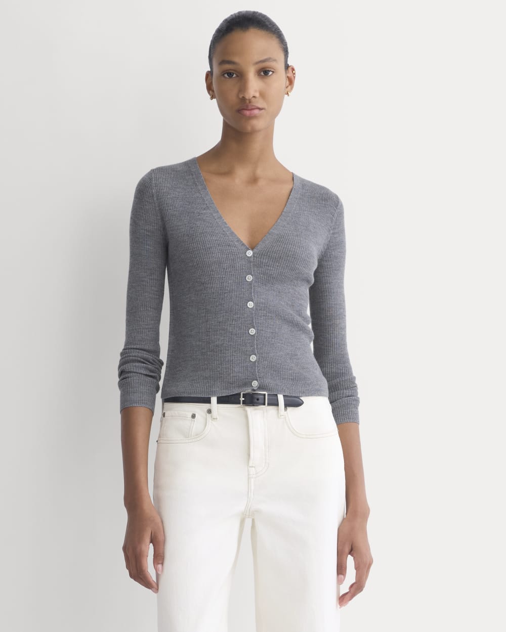 The Cardigan in Ultrasoft Merino | Heather Mid Grey
