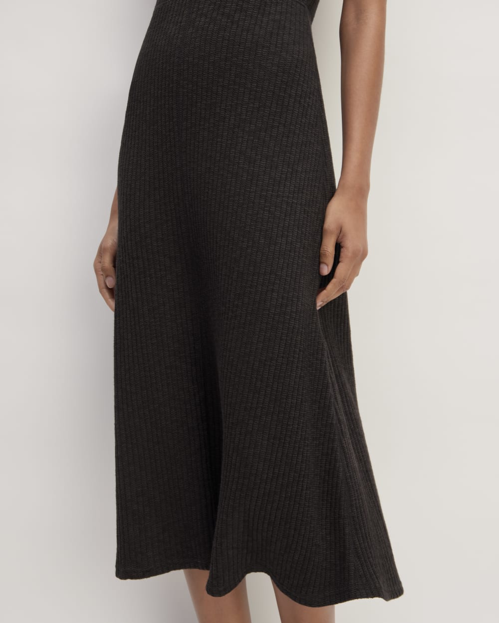 The Rib-Knit Cap-Sleeve Midi Dress | Black