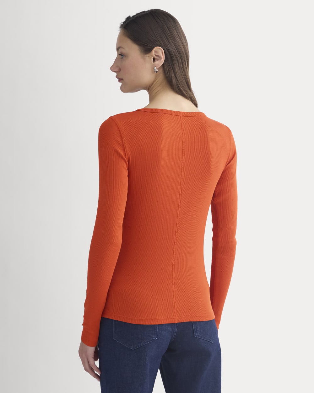 The Luxe Rib Long-Sleeve Crew | Rust
