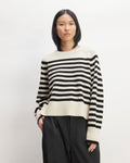 The Boxy Crew in Cashmere | Bone / Black