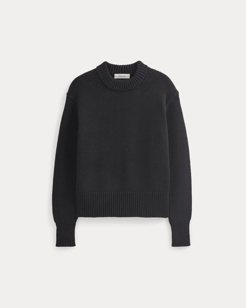 Oversized Cocoon Crew in Elevated Cotton | Black