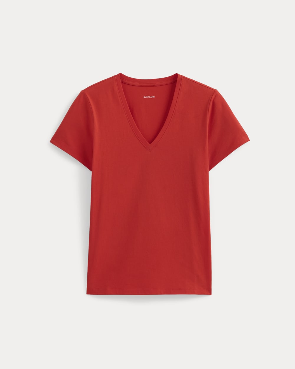 The Slim V-Neck Tee in Essential Cotton | Fiery Red