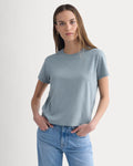 The Box-Cut Tee in Essential Cotton | Heathered Sea | No Pocket