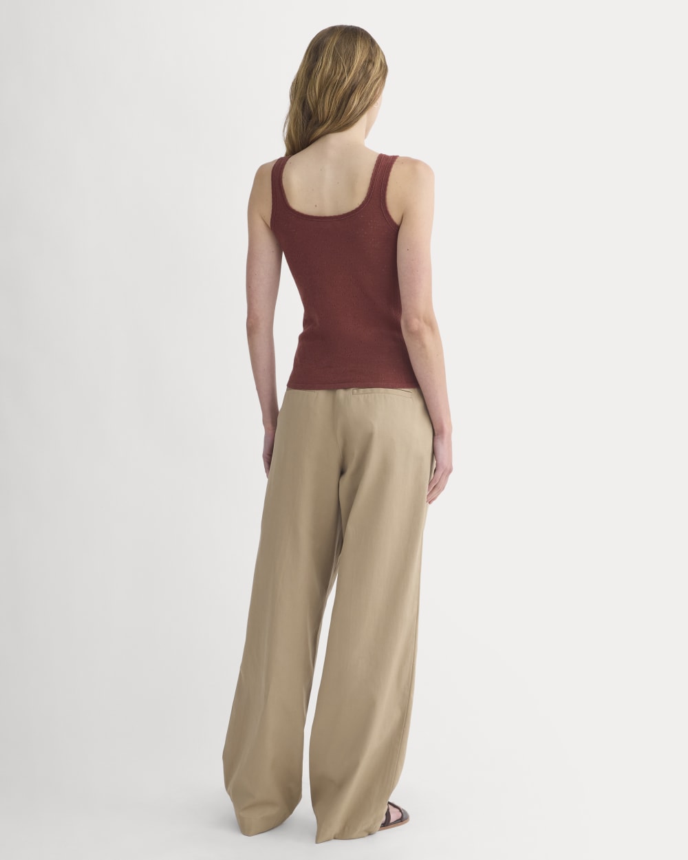 Lace-Trimmed Tank in Fine Linen | Henna Red