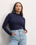 The Form Funnel-Neck Tee | Navy