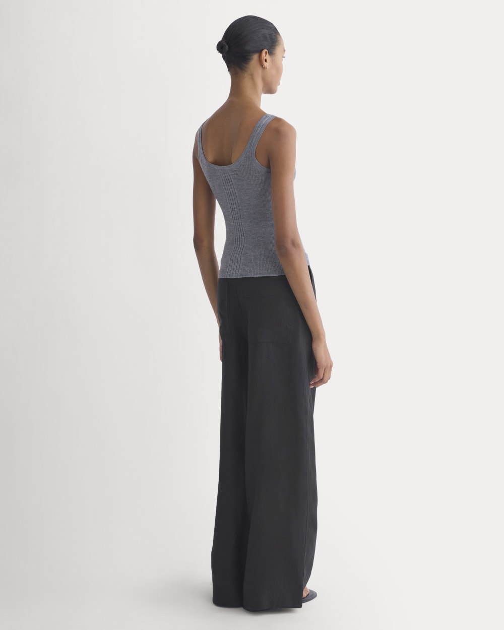 The Light Ribbed Cami in Ultrasoft Merino | Heather Mid Grey
