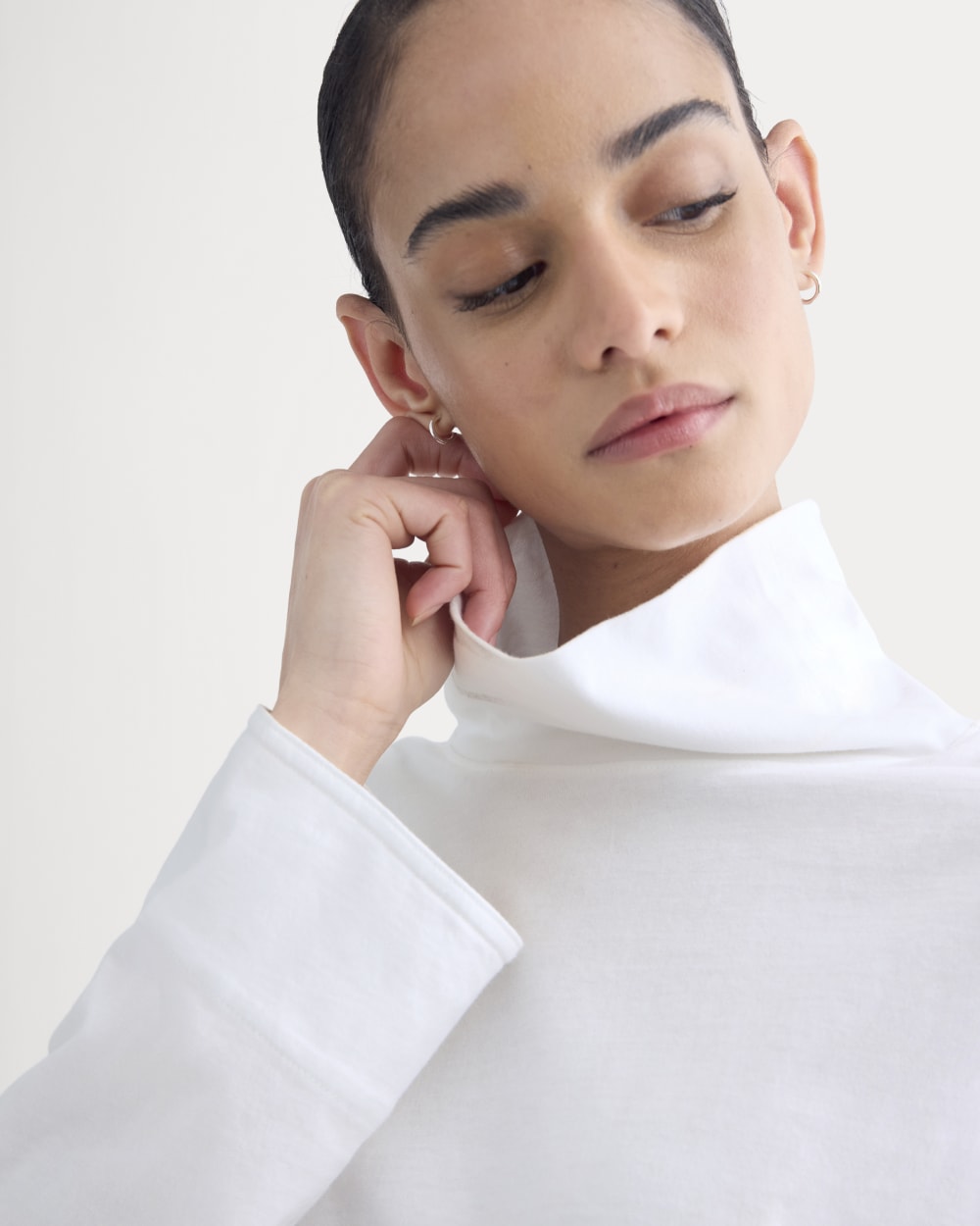 Slouchy Turtleneck In Essential Cotton | White