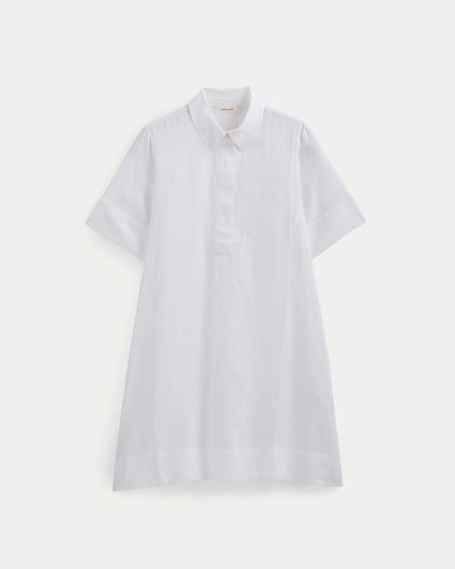 Mini Popover Shirtdress in Linen | White