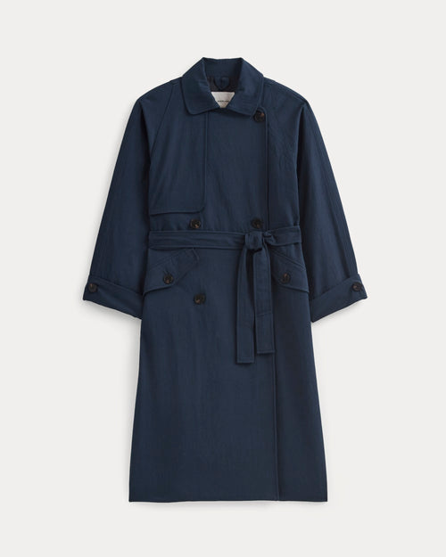 Drapey Twill Trench | Navy